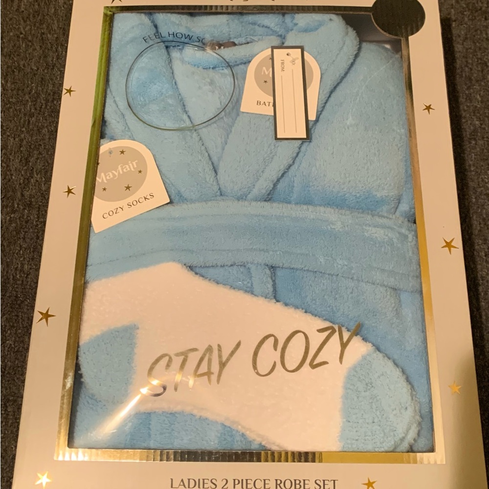 Ladies Blue 2 Piece Robe Set OSFM New